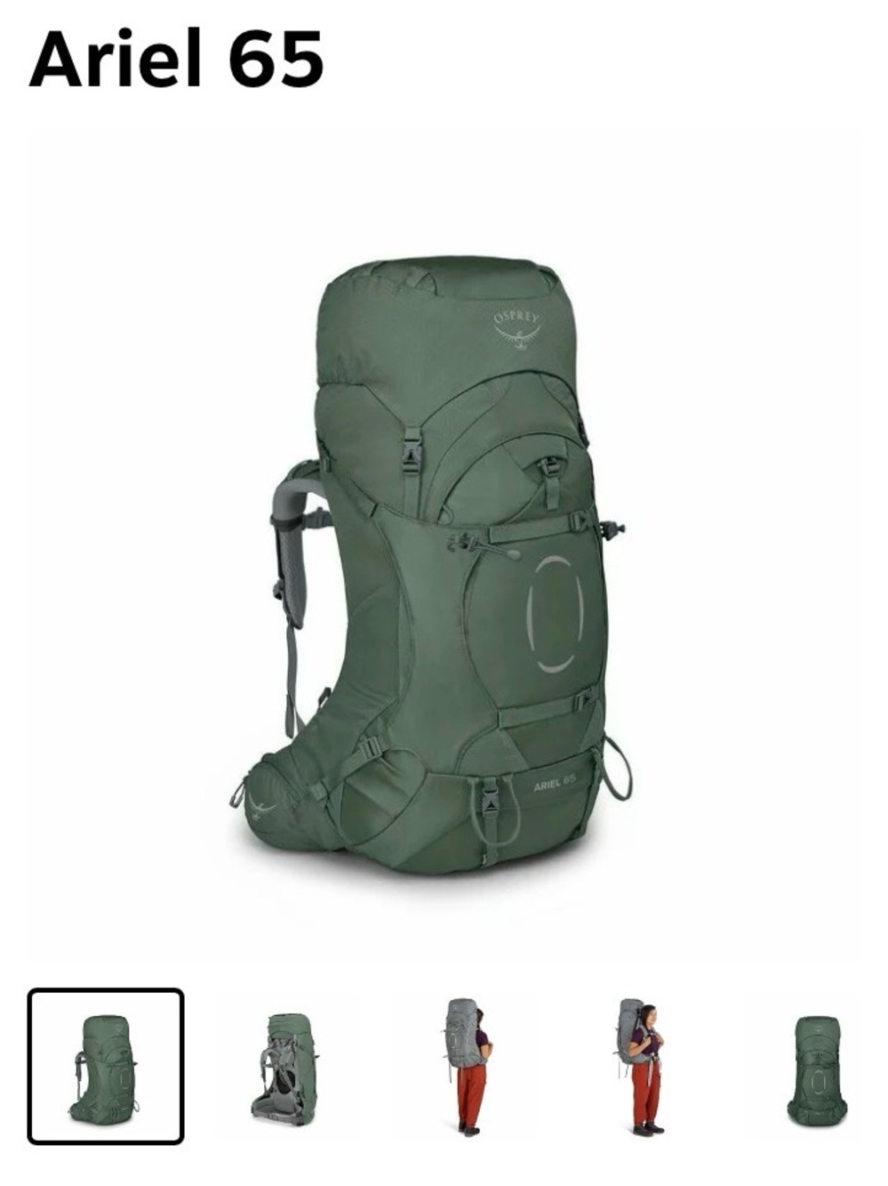 NWT OSPREY Ariel 65 Backpack in Green